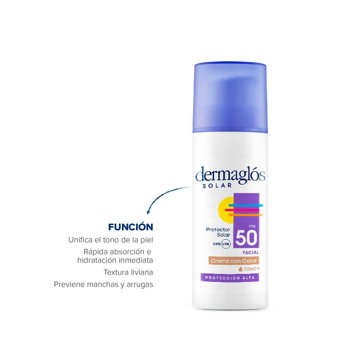 Protector Solar Facial Dermagl&oacute;s FPS 50 Tono 1 50 g image number 4